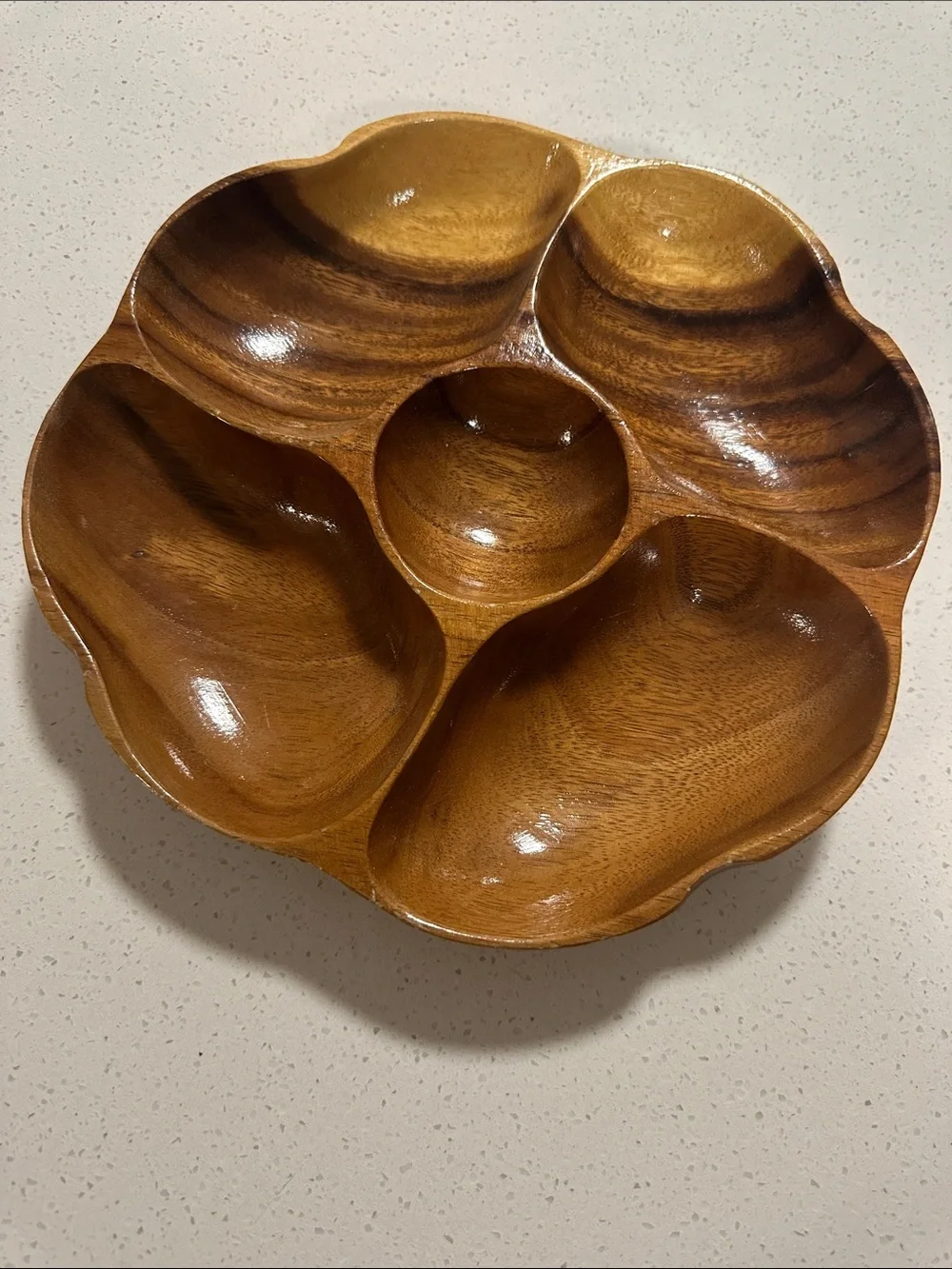 Wooden 5-Section Snack Serving Tray - Brown